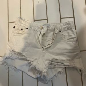 Zara high waisted white Jean shorts